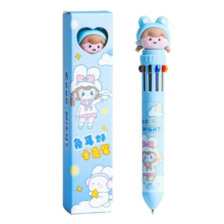 2st 10-färgs kulspetspenna 10-färgspenna BLÅ