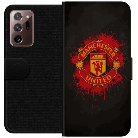 Kompatibelt Lommeboketui til Samsung Samsung Galaxy Note20 Ultra Manchester United logo i rød og gul farge med røff sportslig bakgrunn