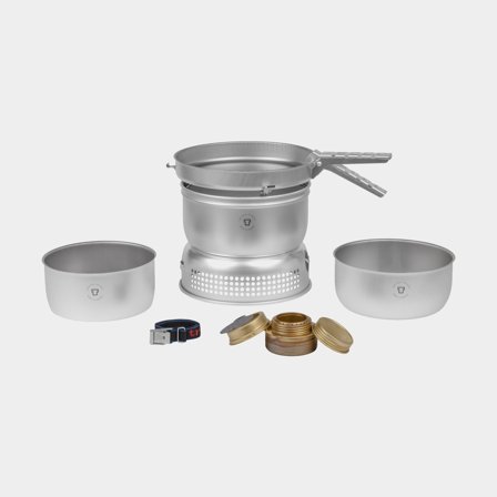 Spriihella / retkikeitin Trangia 25 Large, 1000 W + 2 kattilaa, 1 paistinpannu DS / Duossal 2.0 -laminaattia + tuulisuoja UL / UltraLight-alumiinia + 