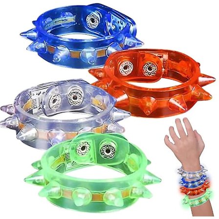 Light Up Spiky Armband, Set med 4, Led Armband - spot sales