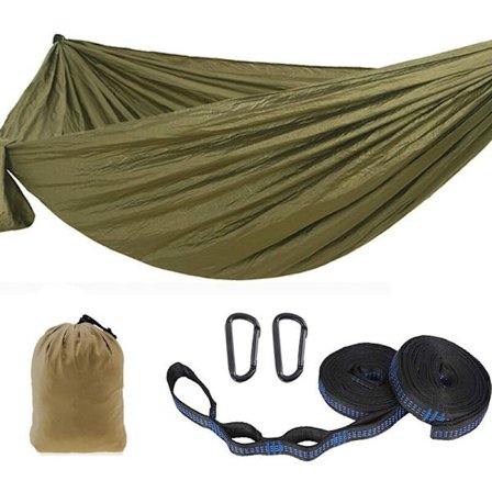 Ulkoilma riippumatto, 300x200cm matkariippumatto 2 hengelle, 300kg laskuvarjoharjoittelun riippumatto 2 nailonhihnalla + 2 vahvaa teräsvaelluksen 