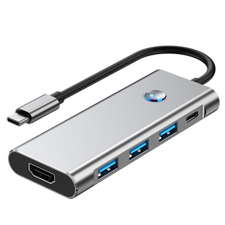 7-i-1 USB-C Hub: 4K/60Hz, Kortläsare, 3.0 Portar