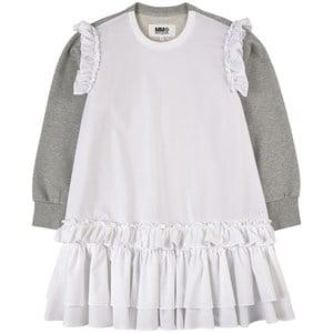 MM6 Maison Margiela White and Grey Ruffle Dress 12 Years - Dresses - 12 years - White