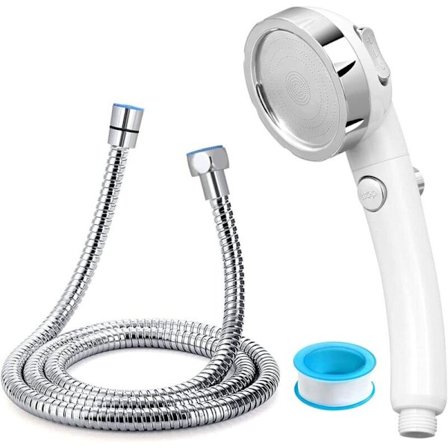 Handdusch och duschslangset, 3 lägen justerbart högtryck duschhuvud krom med stoppknapp och 1,5 m (4,92 fot) flexibel rostfri slang