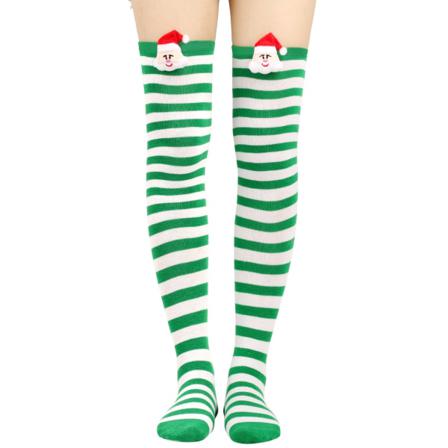 Girls Over Knee Stripe Print Christmas Party Strumpor