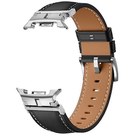 Kellon ranneke Samsung Galaxy Watch8 44mm / 40mm / Watch8 Classic 46mm metalliliittimellä aitoa lehmännahkaa, musta