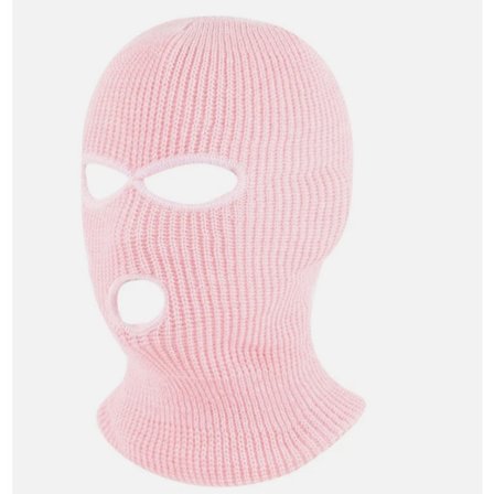Rosa røverlue – Strikket balaklava med holdning