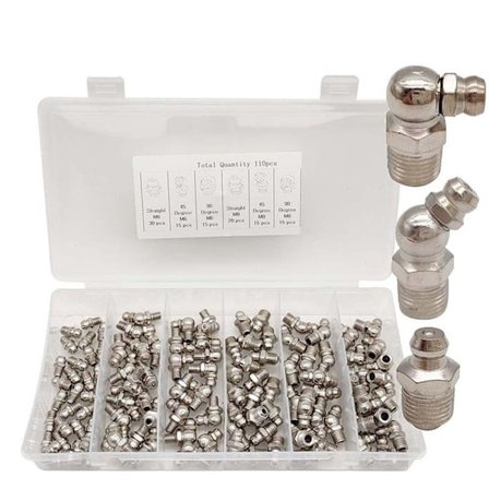 110 stk Smørefittingssett Hydraulisk smørenippel drivstoff