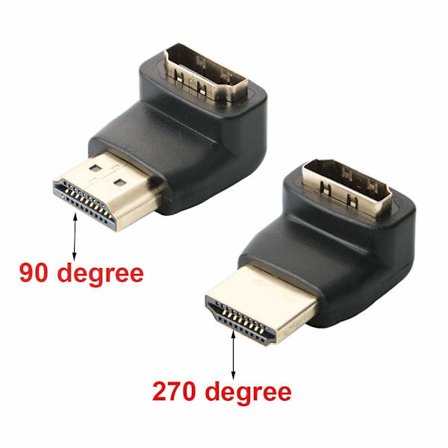 *6-pakkaus Oikean kulman HDMI-liitin, 90 asteen ja 270 asteen HDMI-kaapeli*