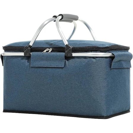【PP】Kokoontaitettavat piknik-korit, 4 hengen piknik-kori vedenpitävällä vuorella, kokoontaitettava ostoskori kylmälaukku (laivastonsininen)