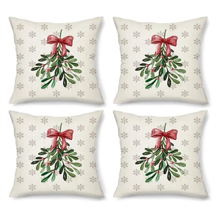 4 stk. Juleputetrekk Snøfnugg Juletre Juledekorasjon Putetrekk (Puteinnlegg ikke inkludert)