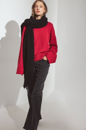 NA-KD Pull en maille à manches retroussées - Pulls Oversize - Rouge - S