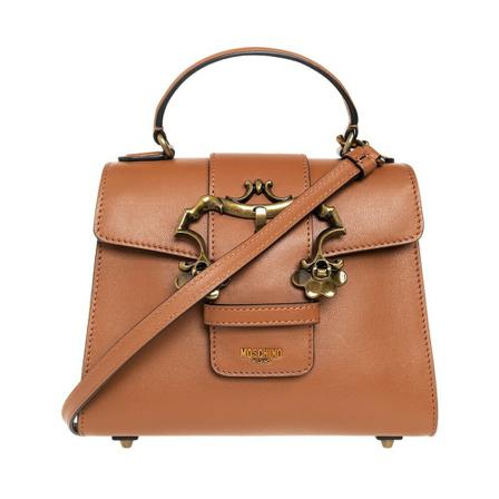 Moschino, Shoulder bag with logo Bruin, Dames, Maat:ONE Size,leer