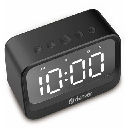 Denver EC-53B Vekkerklokke med Bluetooth 5.3-høyttaler og dobbel alarmfunksjon