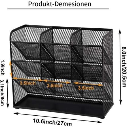 Mesh skrivebordsstativ, multifunksjonell pennholder, læring (svart)