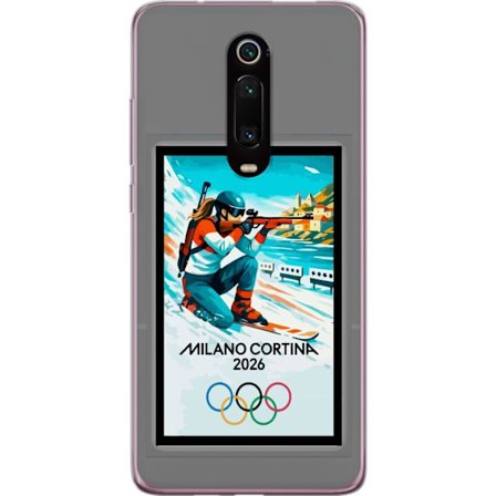 Kompatibelt Mobildeksel til Xiaomi Mi 9T Pro Retroplakat Cortina Milano 2026 med fjell, vintersportsutøvere, italienske trikolor, Milano-katedralen o