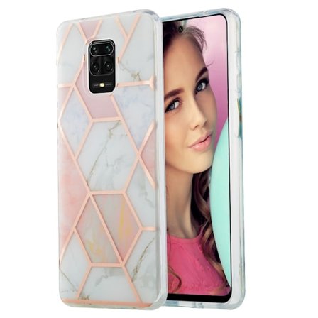 Marmormotiv Xiaomi Redmi Note 9 Pro Max / Xiaomi Redmi Note 9 Pro / Xiaomi Redmi Note 9S skal - Rosa / Vit