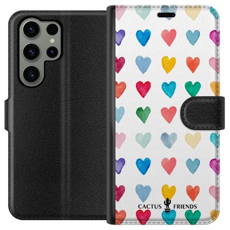Yhteensopiva Lompakkokotelo Samsung Samsung Galaxy S23 Ultra Cactus and Friends - Watercolor Love Grid