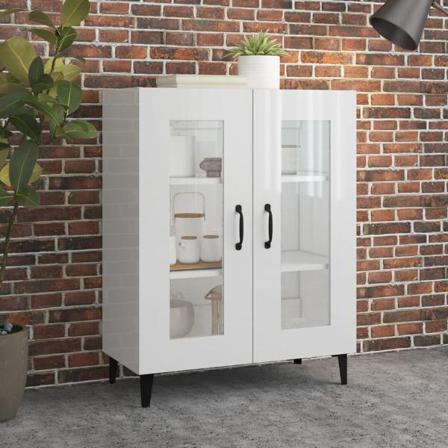 Vidaxl Skänk Vit Högglans 69,5x34x90 Cm Konstruerat Trä Vit