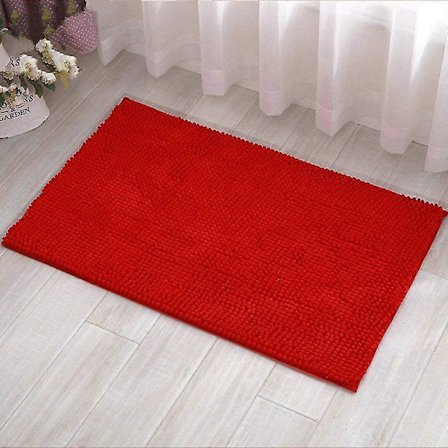 Julebaderomsmatte Absorberende Sklisikker Mikrofiber Chenille Matte, rød (40*60)
