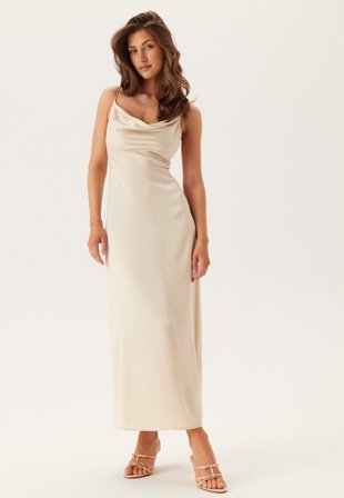 Bubbleroom Occasion - Waterfall Satin Ankle dress - Cream