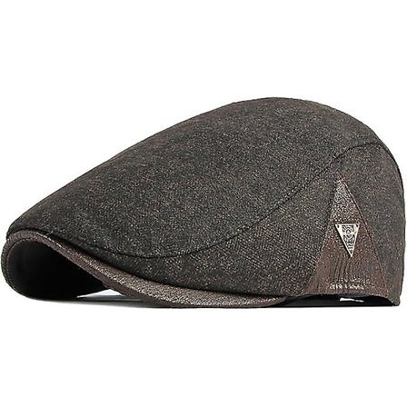 Flad kasket til mænd, beret til efterår og vinter, kasket med skygge, cabbie-jægerhat (kaffe)