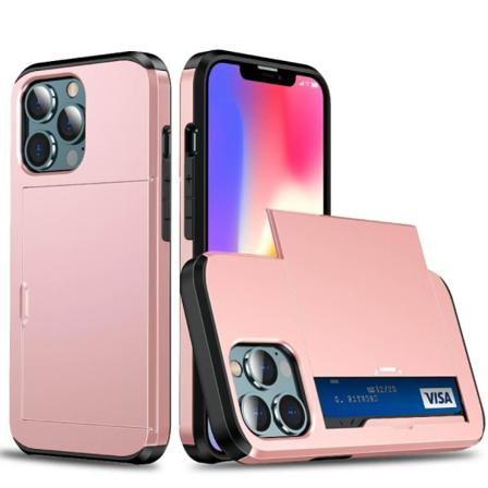 Hybrid Skal Med Kortplats Till Iphone 13 Pro Max - Roséguld