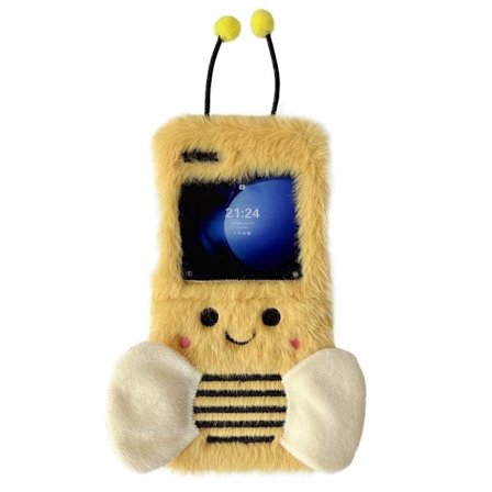 KJS-026 Samsung Galaxy Z Flip6 5G Etui Bee Pattern Plush Flexible Phone Cover
