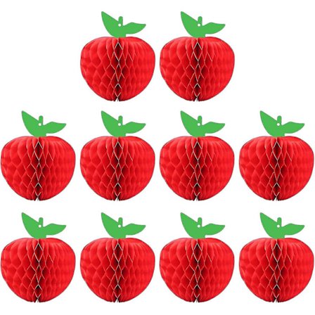 10 pakker Honeycomb Tissue Paper Apple, hængende papirfrugtdekoration til skolen
