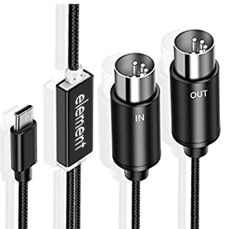 MIDI till USB-C Typ C Kabel USB MIDI-omvandlare med Indikatorlampa för Elektronisk Dator svart