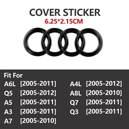Sort Sølv Bilrat Center Cover Mærkat Til Audi A6L A4L A8L A1 A5 A3 A7 Q3 Q5 Q7 Ombygning Logo Emblem Tilbehør