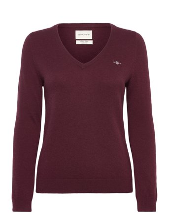Extrafine Lambswool Blend V-Neck Burgundy GANT