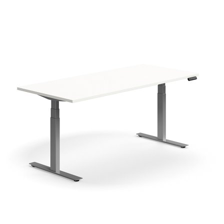 Schreibtisch QBUS höhenverstellbar, 1800x800 mm, Gestell silber, weiß