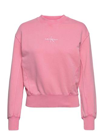 Monogram Logo Washed Crew Neck Sweat-shirt Genser Rosa Calvin Klein Jeans