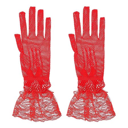 Romanttiset hääkäsineet morsiamille 24x8cm punaiset pitsiasusteet 1 pari