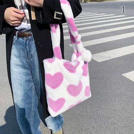 Fluffig axelväska Väska med övre handtag 1 1