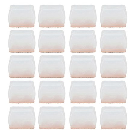 20 stk. Stolbenbeskyttere til hårdt trægulv Gummi Filt Møbelpude Betræk Anti-ridser Støj Transparent Rektangel S