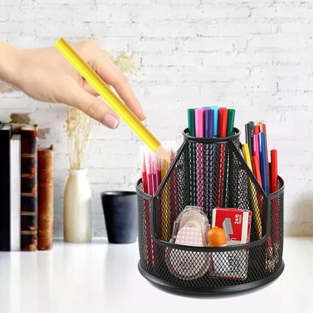 Kontorsförvaring Mesh Multifunktionell Förvaringsväska Skrivbord, Svart, 16*16*