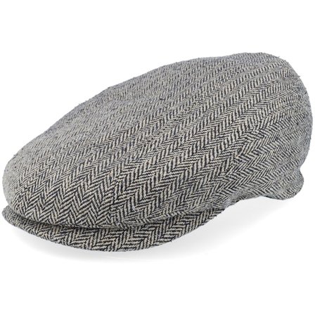 Stetson - Beige flatcap Caps - Ivy Cap Silk Black/Brown Herringbone Flat Cap @ Hatstore