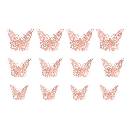 12-pakkaus perhoset 3d seinätarran seinäkoriste seinäkoriste ruusukulta