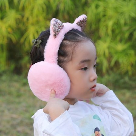 Kat-pink Børns Pels Vinter Ørevarmere Søde Ræv Plys Faux Fur Ørevarmere Piger