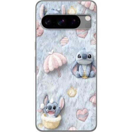 Yhteensopiva Puhelinkuori Google Pixel 8 Pro Pisto kuvioita sydämillä, sateenvarjoilla ja pastellin värisellä pehmeällä taustalla