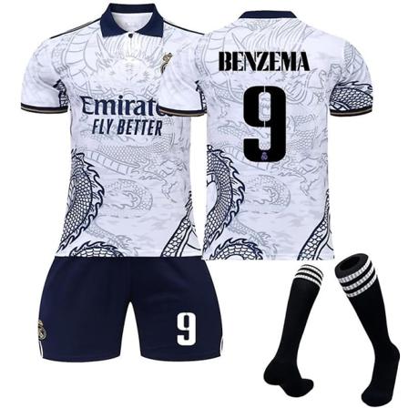 Sæson 22-23 Real Madrid Dragon Pattern Football Shirt - Perfet BENZEMA 9 XL