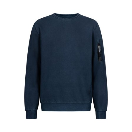 National Geographic Garmentdyed Crewneck Men long-sleeved sweaters Blue XL