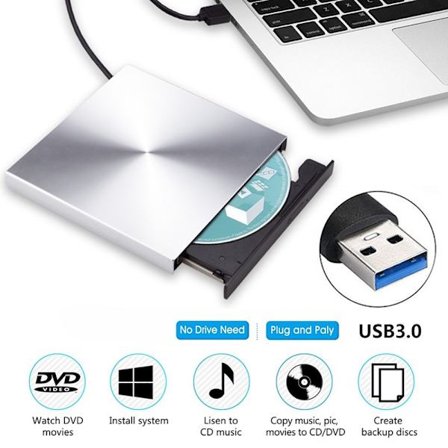 Extern USB 3.0 CD/DVD-enhet i aluminiumlegering
