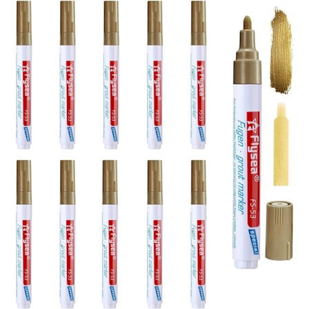 10 stk Flispenn Veggfugefargepenn Flisreparasjonpenn Påfyll Veggfuge Fornyelse Markør for Fliser Gulv Kjøkken Bad (Khaki)