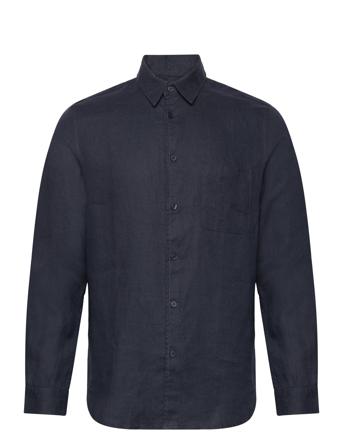 Liam Nf Shirt 14329 Shirts Linen Shirts Marineblå Samsøe Samsøe*Betinget Tilbud