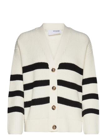 Slfbloomie Ls Knit V-Neck Cardigan Noos Patterned Selected Femme
