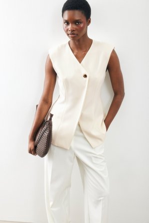 NA-KD Gilet tailleur à boutons - Blazer sans manches - Beige - EU 44