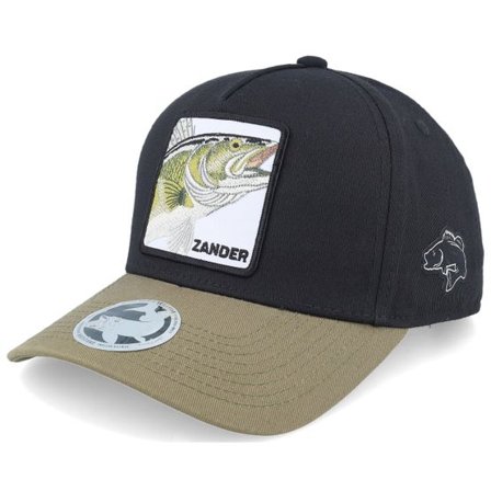Skillfish - Svart adjustable Keps - Zander Box Black/Dark Olive A-frame Adjustable @ Hatstore